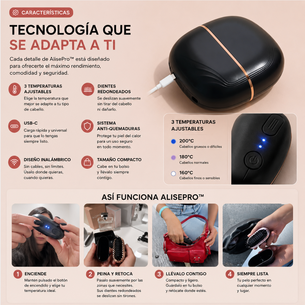 AlisePro™ - Alisa y retoca tu pelo al instante y donde sea