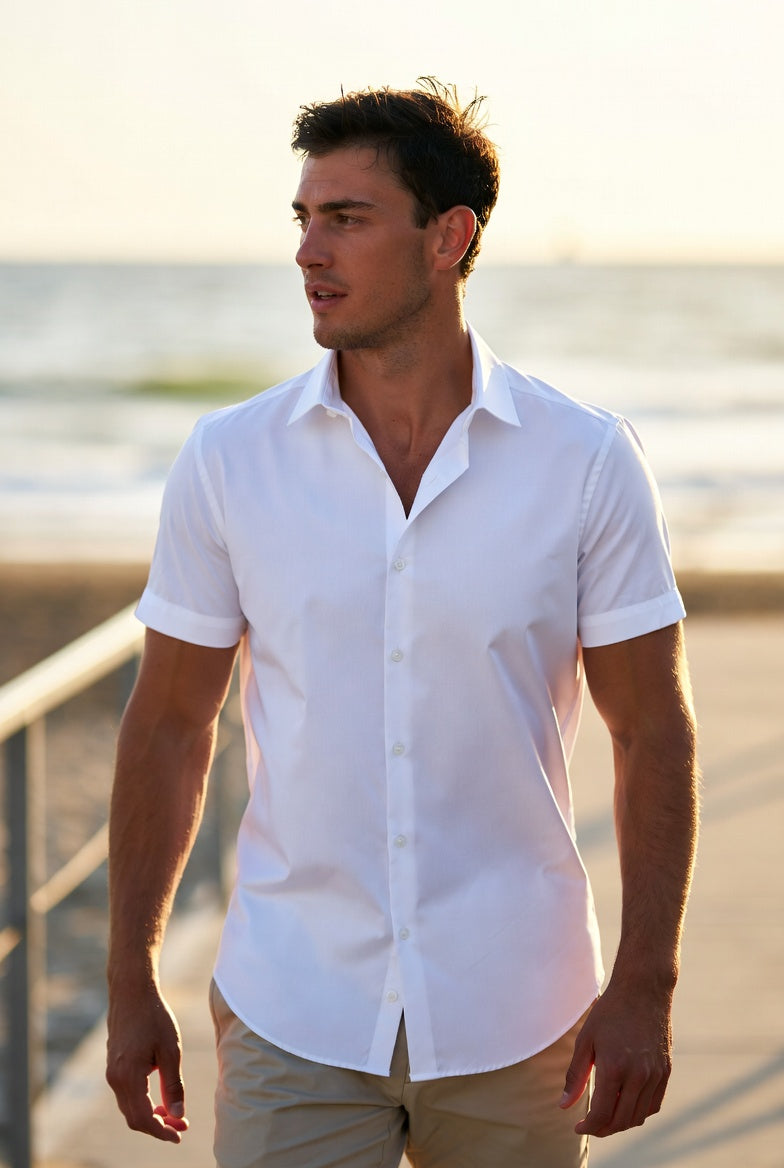 Camisa de vestir manga corta - Elástica y Ajustada