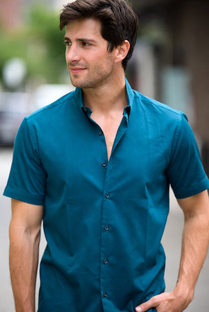 Camisa de vestir manga corta - Elástica y Ajustada